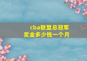 cba联盟总冠军奖金多少钱一个月