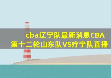 cba辽宁队最新消息CBA第十二轮山东队VS疗宁队直播