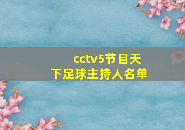 cctv5节目天下足球主持人名单