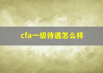 cfa一级待遇怎么样