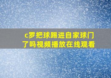 c罗把球踢进自家球门了吗视频播放在线观看