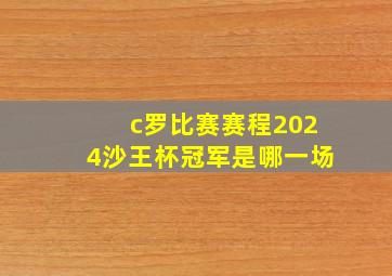 c罗比赛赛程2024沙王杯冠军是哪一场