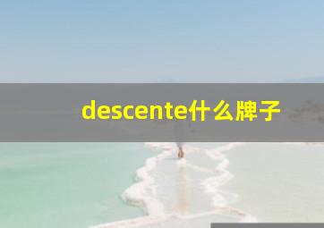 descente什么牌子