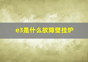 e3是什么故障壁挂炉