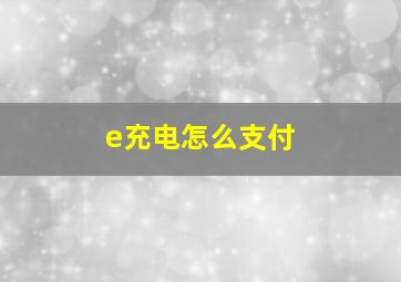 e充电怎么支付