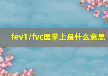 fev1/fvc医学上是什么意思