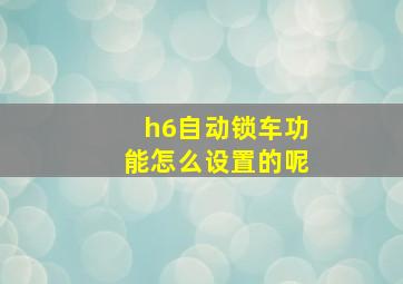 h6自动锁车功能怎么设置的呢