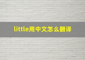 little用中文怎么翻译