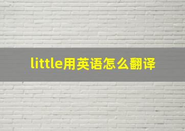 little用英语怎么翻译