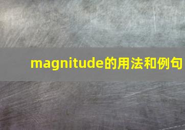 magnitude的用法和例句