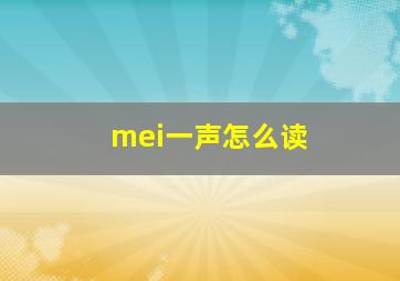 mei一声怎么读