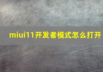 miui11开发者模式怎么打开