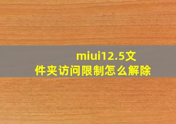 miui12.5文件夹访问限制怎么解除