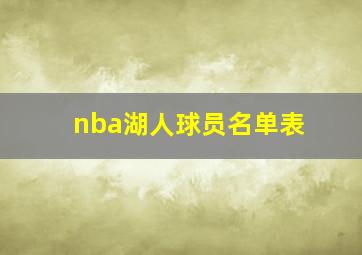 nba湖人球员名单表