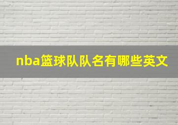 nba篮球队队名有哪些英文