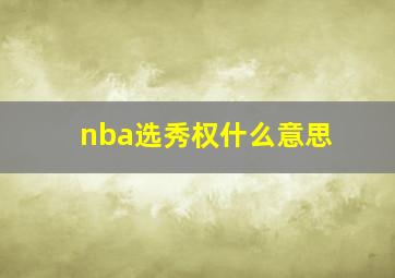 nba选秀权什么意思