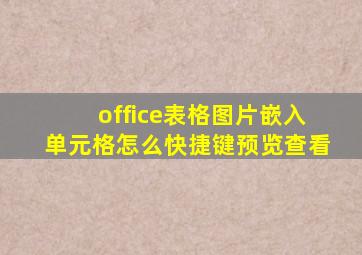 office表格图片嵌入单元格怎么快捷键预览查看