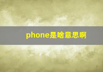 phone是啥意思啊