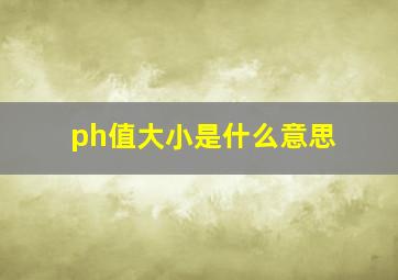 ph值大小是什么意思