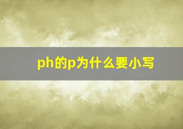 ph的p为什么要小写