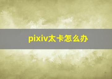 pixiv太卡怎么办