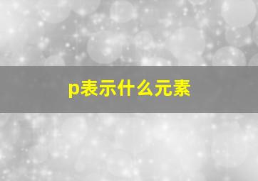 p表示什么元素