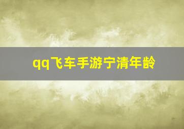 qq飞车手游宁清年龄