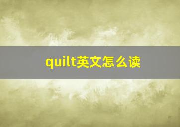 quilt英文怎么读