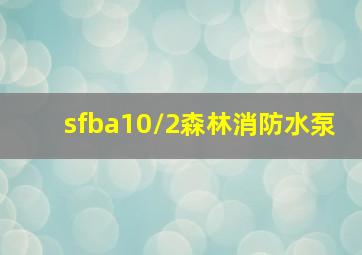 sfba10/2森林消防水泵