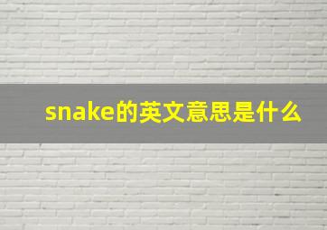 snake的英文意思是什么