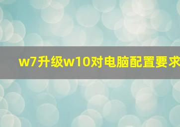 w7升级w10对电脑配置要求