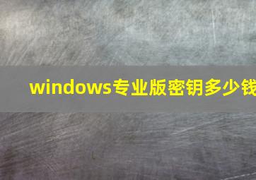 windows专业版密钥多少钱