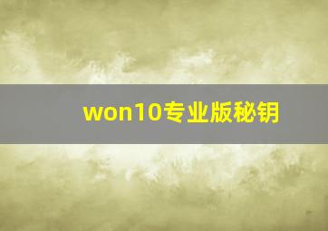 won10专业版秘钥