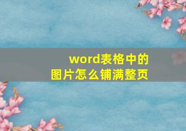 word表格中的图片怎么铺满整页