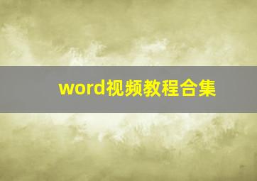 word视频教程合集