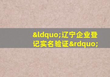 “辽宁企业登记实名验证”