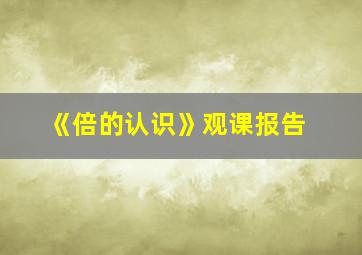 《倍的认识》观课报告