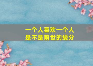 一个人喜欢一个人是不是前世的缘分