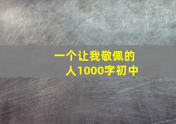 一个让我敬佩的人1000字初中