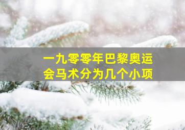 一九零零年巴黎奥运会马术分为几个小项