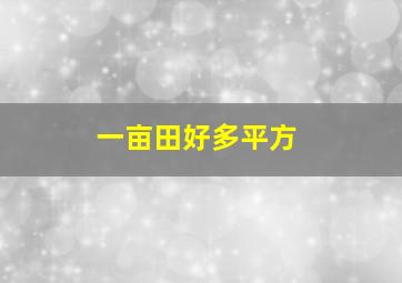 一亩田好多平方