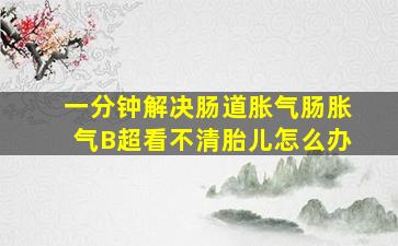 一分钟解决肠道胀气肠胀气B超看不清胎儿怎么办