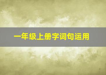 一年级上册字词句运用