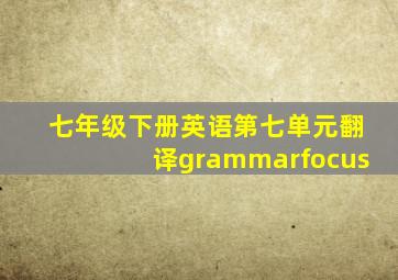 七年级下册英语第七单元翻译grammarfocus