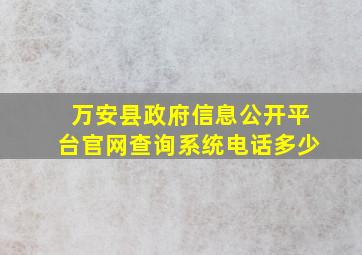 万安县政府信息公开平台官网查询系统电话多少