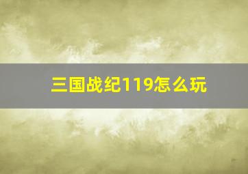 三国战纪119怎么玩