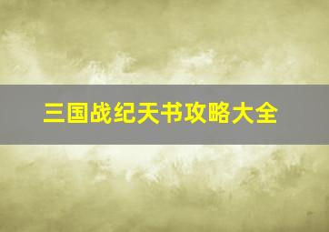 三国战纪天书攻略大全