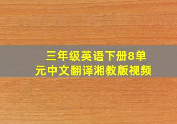 三年级英语下册8单元中文翻译湘教版视频