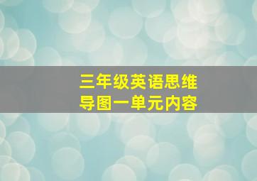 三年级英语思维导图一单元内容