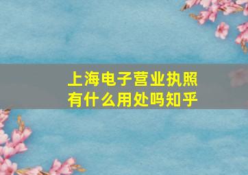 上海电子营业执照有什么用处吗知乎